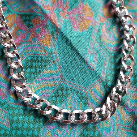 Relisted - Vintage chunky chain choker necklace silver tone - Picture 2 of 7